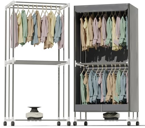 DMD Collective - Electric Clothes Dryer, 15KG Large Capacity Heated Clothes Airer, 2-Tier Stainless Steel Energy-Efficient Electric Airer, 180min Timer, Auto Power Off, Fast Drying 1000W