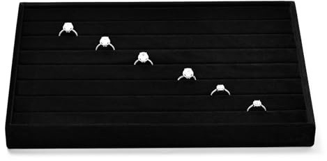 Oirlv Negro Terciopelo 7 Ranuras Bandejas para Joyas Bandejas para, | Anillo Pendientes Joyería Bandeja Expositor Bandeja Organizadora