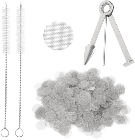 500 filtri per tubi di fumo in acciaio inox da 16 mm, 2 pulitori per tubi 3-in-1 per tabacco narghilè, per fumatori uso quotidiano in casa o in viaggio