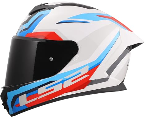 LS2, Casco Moto Integral RAPID III HYPER White Blue Red, L