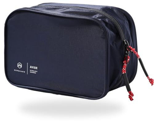 NORDKAMM Kulturbeutel zum Aufhängen Ultraleicht - Kosmetiktasche mit abnehmbarem Fach transparent - für Reise, Outdoor, Camping, Flugzeug - blau