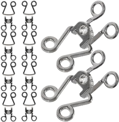 Beavorty Lot de 10 Crochets Métalliques Couleur Gunmetal N°1, Fermeture à Œillet Invisible pour Vêtements, Agrafe de Couture Résistante, Accessoires de Fixation pour Pantalons
