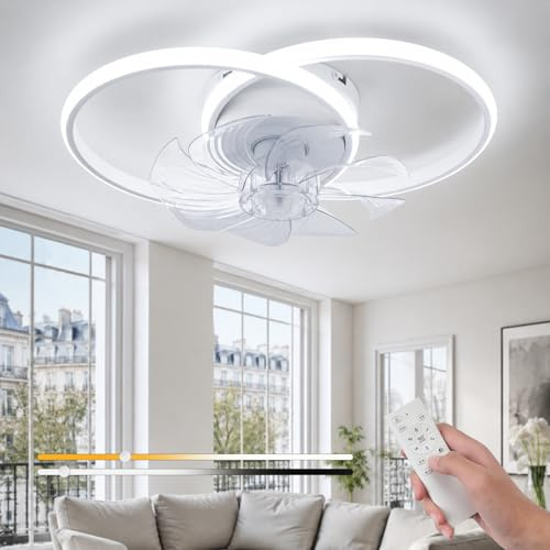 Homefire LED Deckenventilator Mit Beleuchtung 36W Modern Weiß Leise 6-Gang