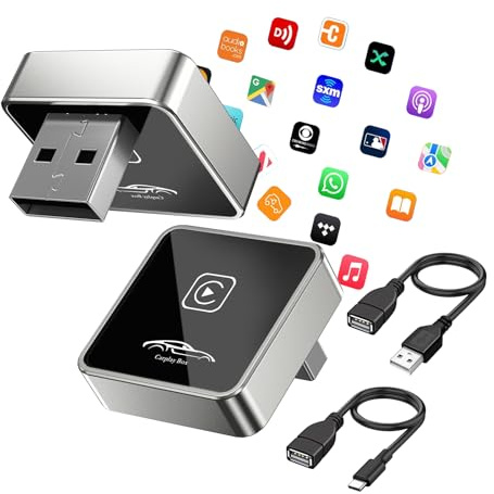 Mini Wireless CarPlay Adapter for Apple, 2026 Upgrade CarPlay Dongle Konvertiert Kabelgebunden zu Kabellos for iPhone, USB C/A Plug and Playfür only für iOS 10+