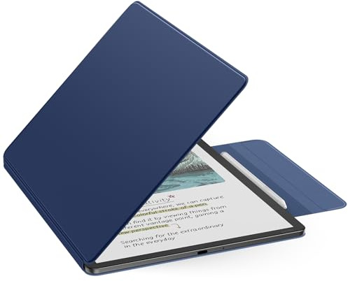 MoKo Magnetiskt fodral för Kindle Scribe 11 tum (3:e generationen) och Kindle Scribe Colorsoft (1:a generationen) - Smalt premium PU-fodral med pennfack och automatisk sömn/väckarklocka, marinblå