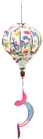 Sharplace Montgolfière, Manche à air, Ornement de Jardin, Moulin à Vent, décoration Suspendue pour pelouse, Porche ou Maison, Papillon Beige