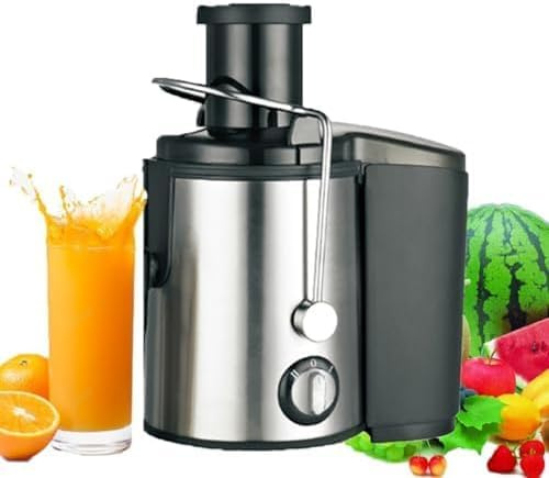 Spremiagrumi centrifugo commerciale – 2 impostazioni di velocità e scivolo di alimentazione largo 65 mm – spremiagrumi in acciaio inox per frutta e verdura con separazione di succo e polpa – per uso