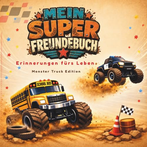 Mein Super Freundebuch - Monster Truck Edition: Freundebuch für die Grundschule – Actionreiches Erinnerungsalbum für Jungen ab 6 Jahren (Platz für 33 Freunde) (Meine Superfreunde Bücher)