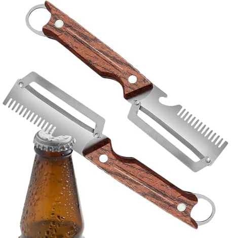 Pelapatate Multifunzione Con Manico In Legno E Apribottiglie - Coltello Pelapatate Multifunzione In Acciaio, Grattugia Per Patate, Cavolo, Patate, Frutta, Carota E Verdure