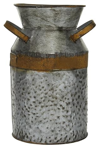 Deco 79 METAL GALVANIZED MILK CAN, 7 L x 5.5 W x 9 H