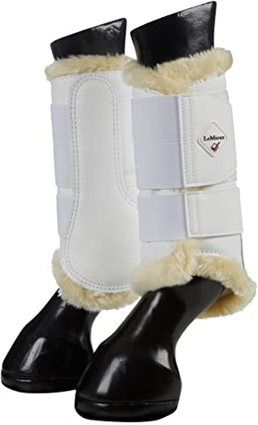 LeMieux Fleece Lined Brushing Horse Boots - Protective Gear and Training Equipment - Equine Boots, Wraps & Accessories (White/X-Large)