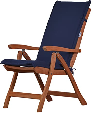 Gartenmöbel Set Teak Hochlehner mit Auflage blau marine navy premium
