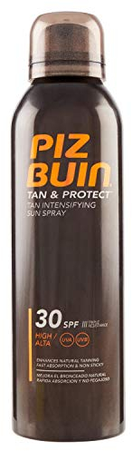 PIZ BUIN Protector Solar en Spray SPF30, Tan & Protect Acelerador del Bronceado de Protección Alta, con Vitamina E y Protección UVA/UVB, 150 ml
