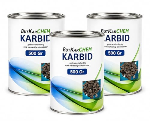 ButKarCHEM® Karbid 1,5 KG 24hDHLSofortVersand*DEUTSCHE QUALITÄT(1A.1,5Kg Ql.Reg.3467916) Firma Steht seit 2009 für QUALITÄT & Langanhaltende Wirkungsdauer* Made BY Buttersäure 24 (1,5Kg.)