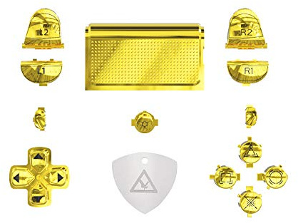 eXtremeRate DIY-Symbol Knöpfe Set für ps4 Controller JDM-040 050 055, Ersatz D-Pad/Triggers/Touchpad/ps/Share/Option Buttons Tasten für ps4 DTFS LED Kit-Controller NICHT enthalten(Chrome Gold)