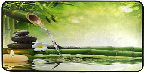 OOWOW - Tappeto da cucina giapponese Zen Spa, in bambù, antiscivolo, lavabile, per bagno, interno ed esterno, tappetino di benvenuto, 99,1 x 50,8 cm