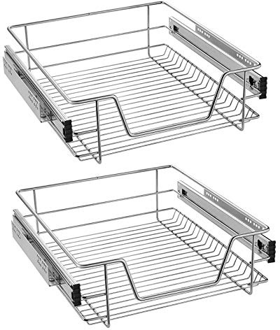NAIZY 2X 50cm Küchenschublade Teleskopschublade, Vollauszug Regal Korbauszug Schlafzimmerschublade Schrankauszug Schublade Küchenregal - 50cm