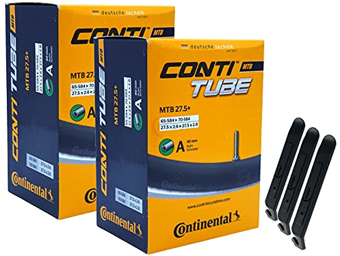 pneugo! Set 2 x Continental Fahrradschlauch 27.5 Zoll Autoventil 65-584/70-584 (MTB) + 3 Reifenheber