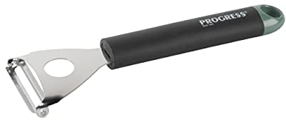 Progress® BW09573GEU7 Shimmer - Pelaverdure in acciaio inossidabile durevole, ideale per frutta e verdure, impugnatura morbida con anello verde