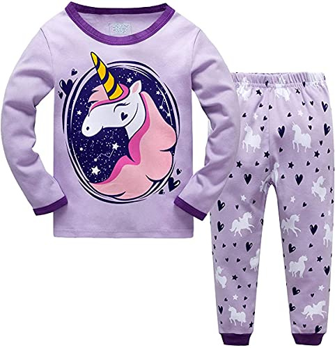 Qzrnly Petit Filles Girafe Ensemble 2 Pièces Bien serré Coupe étroite Pyjama 100% Coton (Taille 1-10 Ans)