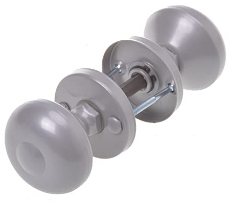 Aqbau Pomello per porta con rosetta, rotondo, in due pezzi, argento, maniglia rotonda per porte interne ed esterne, in alluminio verniciato a polvere