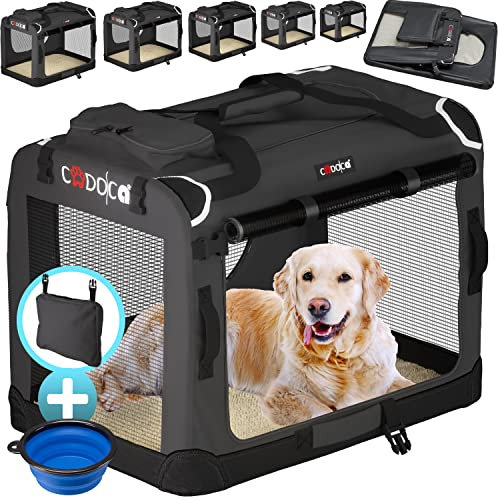 CADOCA® Hundebox Hundetransportbox faltbar robust S 50x34x36cm atmungsaktiv Transporttasche Haustiertransportbox Hundetragetasche Anthrazit