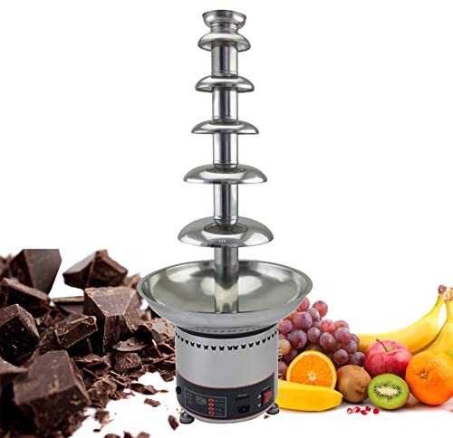 Hot Chocolate Fondue Fountain Machine with Temperature Control,Chocolate Waterfall Machine 4/5/6/7 Tiers, Sauce heater for Nacho Cheese, BBQ Sauce, Fruit,Ranch, Liqueurs,5 Tier (6 Tier)