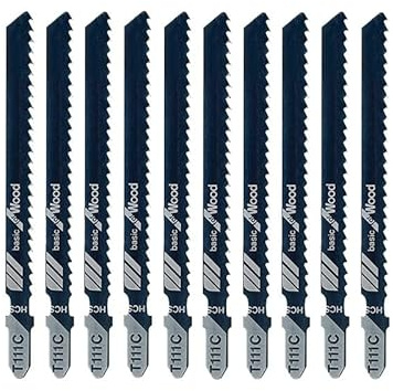 Virsus Juego de 10 Hojas de Sierra, Recambio Sierra de Calar Alternativas Basic for Wood T111C, Longitud de Dientes 74 mm 8TPI, Cuchillas para Corte de Madera, Accesorios Sierras Alternativas