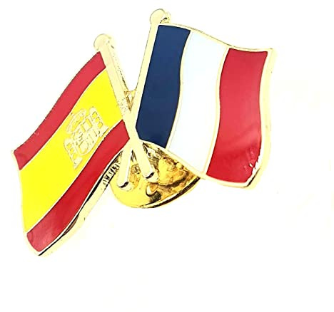 Spanien spanska Frankrike franska EU vänskap metall emalj landsflaggor pin emblem, Metall