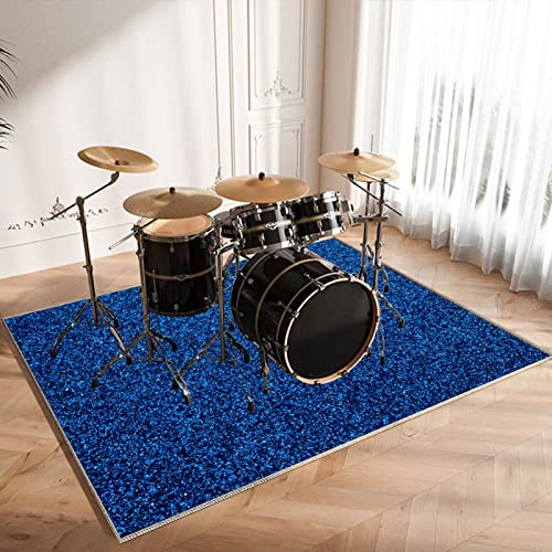 CDVR Schlagzeugteppich 200 x 160 cm Drum Teppich, Schallschutz Teppichmatte, rutschfeste Schallschutzmatte Trommelmatte, Schallschutzteppich Für Bassdrum-Snare für Instrumente Teppich, Blau