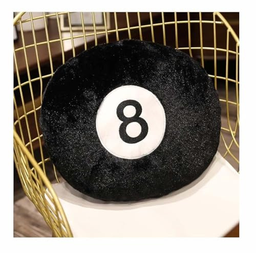 Cyprinus Carpio Emulation Black Billiards 8 Ball Stuffed Pillow, Soft Round Sleeping Cushion for Home Bed Sofa Couch Decor (1, 14 * 14 Inch)