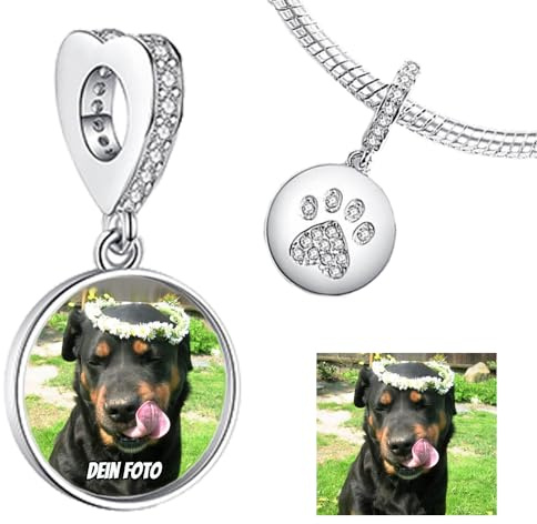 Silber 925, personalisiert Schmuck runden Foto CHARM kompatibel mit Pandora Armband und Kette, Personalisiertes Geschenk, Gänseblümchen, Traumfänger, Kompass Stern