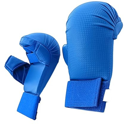 rockible Guanti da Kickboxing, Guanti da Karate, Guanti per Arti Marziali, Guanti da Boxe Traspiranti, Guanti MMA per Karate, Fitness, Grappling, Sparring, Blu M
