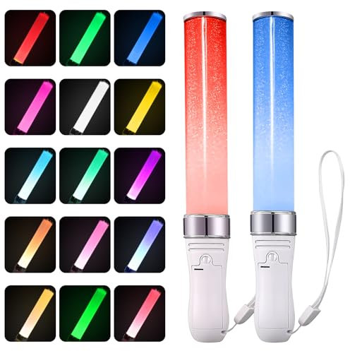 Mitening 2 Pièces Baton Lumineux LED, Multicolores Bâtons Lumineux, Bâton Lumineux en Fibre de Verre pour Enfants, Mariage, Anniversaire, Fête, Concert