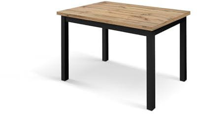 PAZZO DESIGN Tavolo allungabile Guido, Rovere Rustico, Gambe Nere, Tavolo Cucina, Tavolo Soggiorno, Made in Italy, 140x80x76,5 cm - id_2139