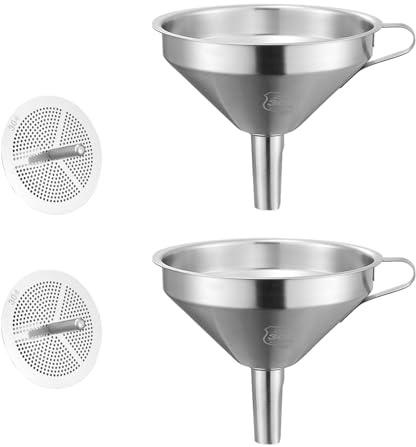 SRTSTR 2 Piezas Embudo Cocina, Embudo Acero Inoxidable 11cm con Colador para Filtrar Líquidos