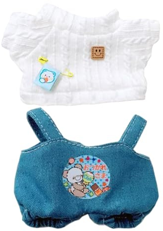 niannyyhouse Maglione, bavaglino e pantaloni da cowboy, 10-15 cm, 20 cm, 40 cm, accessori per bambole (bianco 10 cm ~ 15 cm)