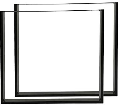 Belfoyer Metall Tischbeine 2er Set, 80 x 72 cm, Rechteckige Tischbeine, Metall Tischbeine, Vierkantrohr, Möbelbeine, Stahl, Esstischbeine (Schwarz)