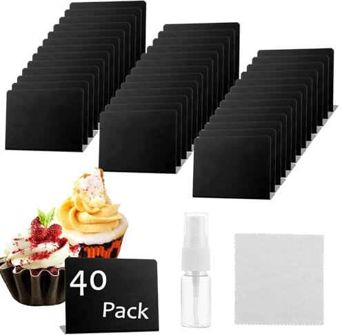JMIATRY 40 Pezzi Mini Lavagna 100x75MM, Numeri Tavoli Ristorante, Cartellini Prezzi per la Festa di Nozze del Caffè a Buffet Gastronomico