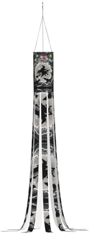 Halloween Halloween Witch Windsock, With Led Lights, Halloween Hanging Decoration For Front Door Patio Lawn Garden Indoor Outdoor.
