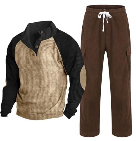 Meaunzyl Herren Sportanzug Set 2 Stück Langarm Jacke Jogging Fitness Hose Tracksuit Mode Turnanzug Herren Für Freizeit, Sport, Fitnessstudio, Zuhause, Büro Und Fußball, beige, S