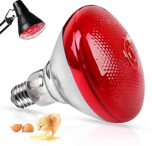 BORDEAG Lámpara infrarroja de calor 150 W lámpara de luz roja lámpara de calor luz infrarroja lámpara de calor lámpara de luz roja E27 lámpara de calefacción infrarroja lámpara terrario lámpara para