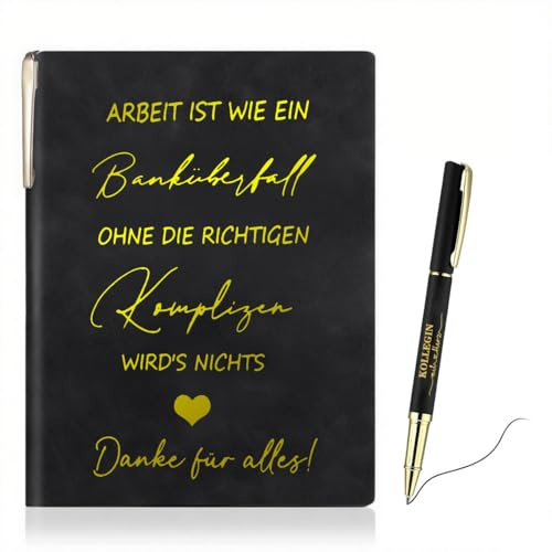 Dankeschön Geschenke für Kollegen,A5 Leder Notizblock Kleine Geschenke für Kollegen Lehrer Inspirierend,Geschenke für Kollegen Notizblock Beste Danke Geschenk Kollegen Abschiedsgeschenk (Schwarz)
