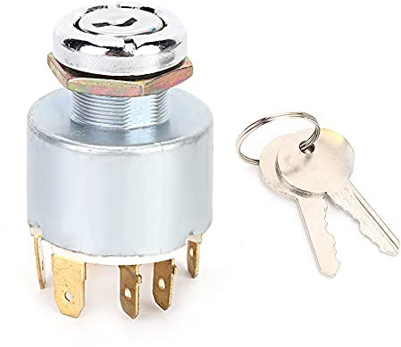 Interruttore di accensione Cheotime con tasto, interruttore a chiave universale a 4 posizioni, interruttore di avviamento 12V adatto per auto, camion, trattore, rimorchio,