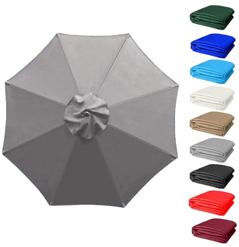 Parasol Replacement Canopy Cover 6/8 Arms, Garden Umbrella Fabric Cloth | UV Protection Sunshade Replacement For Outdoor Patio Table Parasols(Canopy Only)(Grey,(8Rib)2.7m/106in)