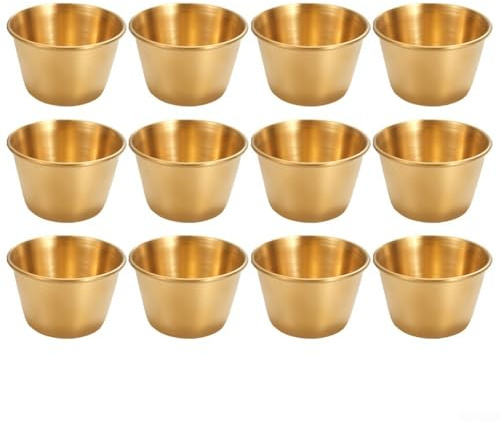 Lot de 12 tasses à sauce en acier inoxydable 304, petites tasses à sauce, ramequin en acier inoxydable, pour tremper et servir des condiments dans différents paramètres