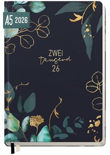 Häfft® Wochen-Notiz-Kalender Buchkalender 2026 A5 Mondscheinblüten | Terminkalender mit Hardcover, Kalender & Notizbuch in Einem