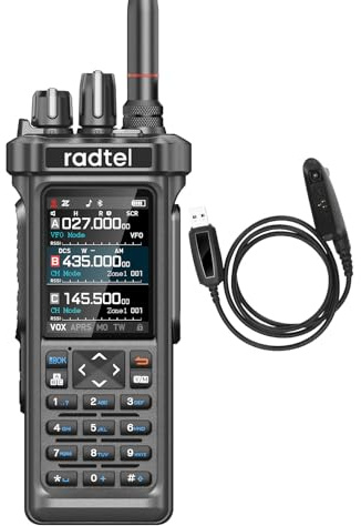 Radtel RT-950 10W Amateurfunkgerät Langstrecke Handheld Zweiseitiges Radio, AM/FM/SW/MW/LW Empfang, GPS/APRS, drahtloses Bluetooth-Programmierung, NOAA, Spektrumanalyser (mit Programmierkabel)