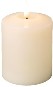 Lumineo LED-ljus med timerfunktion, 7,5 x 11,5 cm, vax, flimrande lågeffekt, äkta vaxljus, batteridrivet, vaxljus, stumpljus – gräddvit