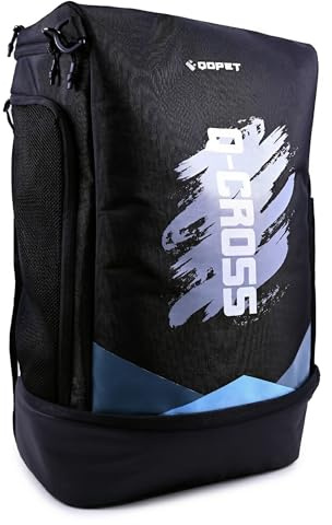 QOPET Sportrucksack, 60L, Wasserdicht, mit Schuhfach und Ballnetz, Trainingsrucksack für Fußball Basketball (Schwarz)